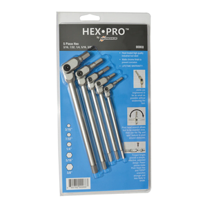 BONDHUS HexPro Pivot Wrench Imperial 5pcs Set (3/16" - 3/8") HP5-IC-60B - BON00060