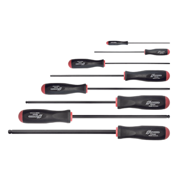 BONDHUS Metric Long Ballend Screwdriver 8pcs Set (2mm - 10mm) BSX8L - BON10733