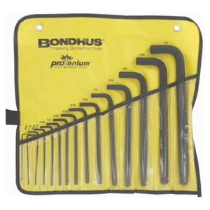 BONDHUS BLX15P BallEnd Hex Key 15pcs Imperial Set (0.050" - 1/2") - BON10935