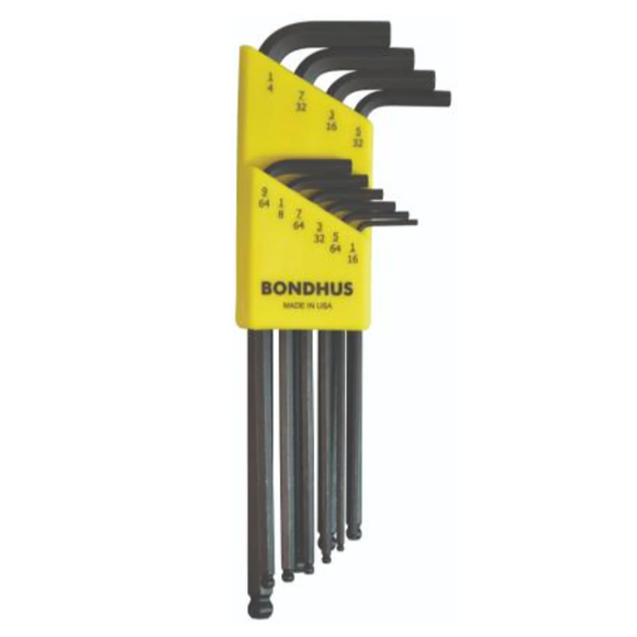 BONDHUS BLX10 BallEnd Hex Key 10pcs Imperial Set (1/16