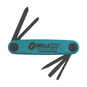 BONDHUS Gorilla Grip Hex Fold Up 5pcs Key Set (PH/SLOT/AWL) AFU5 - BON12545