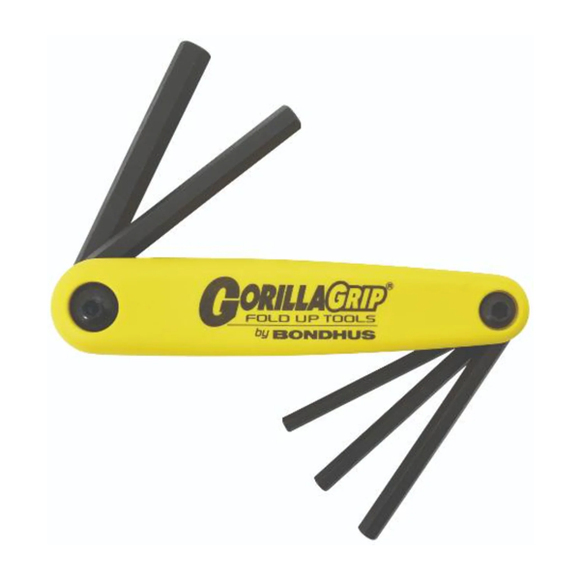 BONDHUS Gorilla Grip Hex Fold Up Imperial Key Set 3/16-3/8 HF5 - BON12585