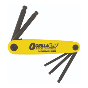 BONDHUS Gorilla Grip Ball End Imperial Fold Up 5pcs Hex Key Set 3/16-3/8" - BON12894