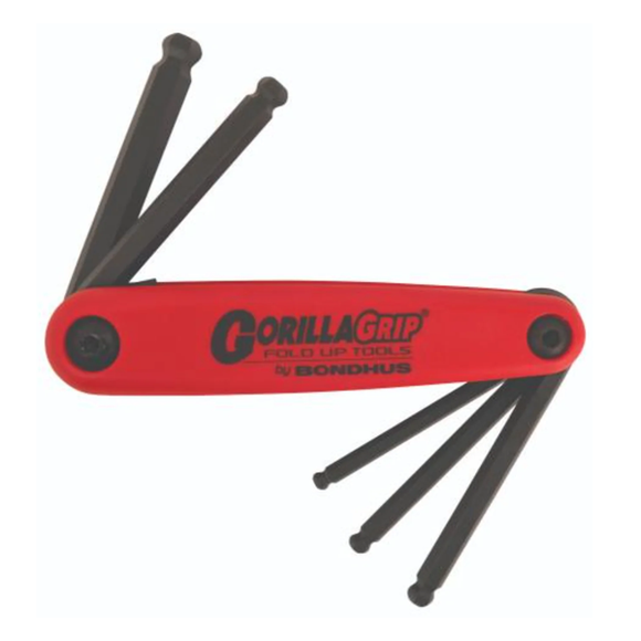 BONDHUS Gorilla Grip Ball End Fold Up Metric Hex Key Set 5-10mm BF5M - BON12897