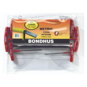 BONDHUS T-Handle Hex End Driver 6pcs Metric Set (2-6mm) HTX60M - BON13348