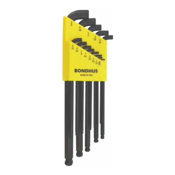 BONDHUS SBLX13 Stubby BallEnd Hex Key 13pcs Imperial Set (0.050