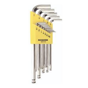 BONDHUS BLX13B BriteGuard BallEnd Hex Key 13pcs Imperial Set (0.050" - 3/8") - BON16937