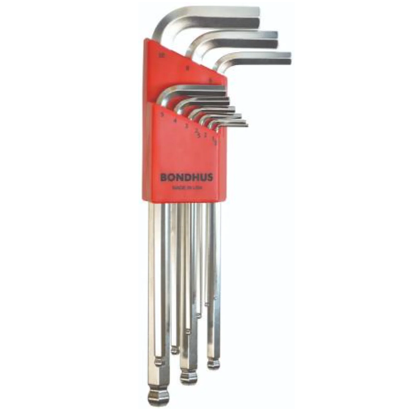 BONDHUS BLX9B BriteGuard BallEnd Hex Key 9pcs Metric Set (1.5mm-10mm) - BON16999