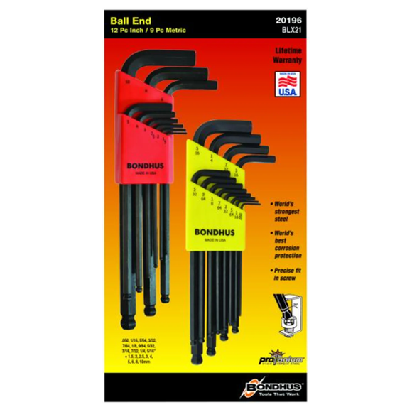 BONDHUS BLX21 Double Pack BallEnd Hex Key Set BLX9mm & BLX12 - BON20196