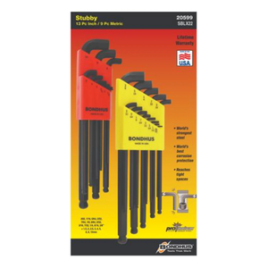 BONDHUS SBLX22 Stubby Double Pack BallEnd Hex Key 22pcs Set SBLX9/SBLX13 - BON20599