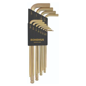 BONDHUS BLX12G Gold Guard BallEnd Hex Key 12pcs Imperial Set (0.050"-5/16") - BON37936