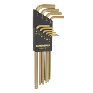 BONDHUS BLX10G Gold BallEnd Hex Key 10pcs Imperial Set (1/16" - 1/4") - BON37938