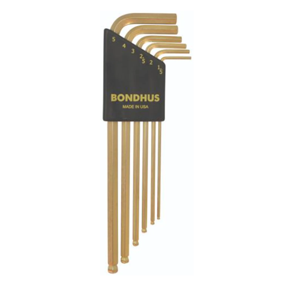 BONDHUS BLX6MG Gold Guard BallEnd Hex Key 6pcs Metric Set (1.5mm-5mm) - BON38046