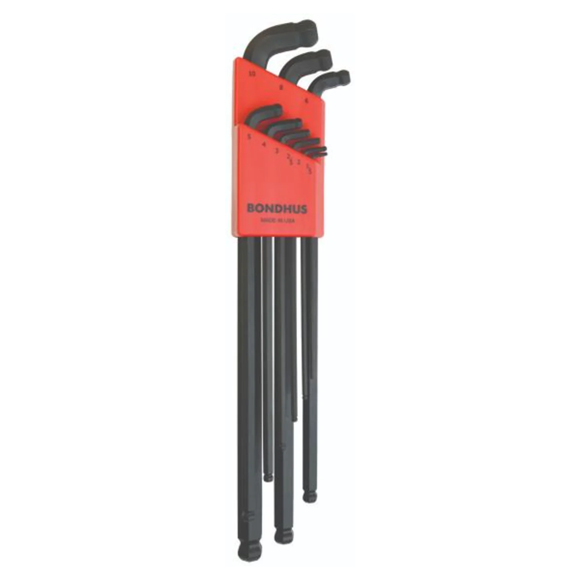 BONDHUS SDBLX9MXL Stubby Double BallEnd Hex Key 9 pcs Metric Set (1.5mm-10mm) - BON67099