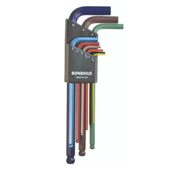 BONDHUS BLX9MCG ColourGuard BallEnd Hex Key 9pcs Metric Set (1.5mm-10mm) - BON69499