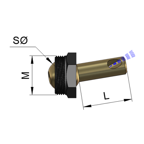 M12 Ball Cooling Pipe with Nut 15mm Length - Eroglu