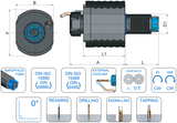 VDI 40 Driven Tooling ER32 Collet Chuck to Suit Baruffaldi TOEM Coupling - 112.5mm Gauge - Eroglu