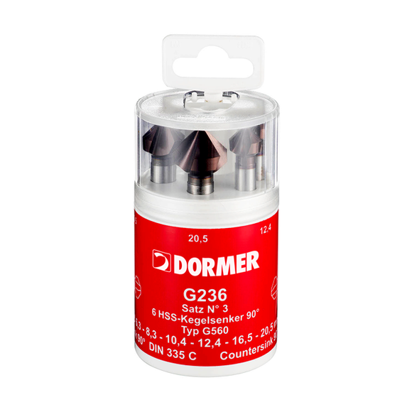 G2363 - Dormer HSS 90° Countersink Set Containing 6 G560 Countersinks