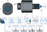 VDI 30 Axial Driven Tooling ER25 Collet Chuck to Suit Duplomatic DIN 1809 Coupling - 90mm Gauge - Eroglu