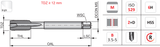 E556 - M12 x 1.75 Metric Dormer HSS Spiral Point Machine Tap Bright Finish - For General Use