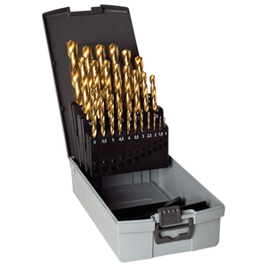 1.0-13.0mm 25 Piece HSS/DIN338 TiN Coated Drill Set In Increments of 0.5mm - Guhring 17