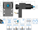 VDI 32 Axial Driven Tooling ER32 Collet Chuck to Suit Mori Seiki BMT32 DIN1809 Coupling - 60mm Gauge - Eroglu