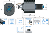 VDI 40 Axial Driven Tooling 22mm Face Mill Arbor to Suit Sauter-Revolver DIN 5482 Coupling - 90mm Gauge - Eroglu