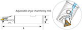 5-34mm Indexable Angled Chamfer Mill 25mm Shank 10-80° 100mm OAL for TCMT 16 - AH15 Teknik