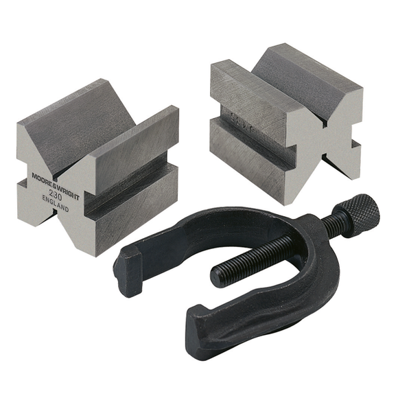 40mm Range (0.05mm Accuracy) Standard Pair of Traditional V Blocks & Clamps - Moore & Wright - Precision Engineering Tools EW Equipment Moore & Wright,