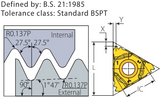 3ER14BSPTVTX External BSPT RH Threading Insert VTX Grade - Vargus