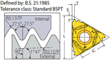 19 TPI - 16DTER19BSPT External BSPT Threading Insert VK8 Grade - Vargus Mach TT - Precision Engineering Tools EW Equipment Vargus,