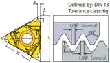 1.0mm - 16DTIR1.0ISO Internal ISO Metric Threading Insert VK8 Grade - Vargus Mach TT - Precision Engineering Tools EW Equipment Vargus,