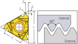 0.5-1.5mm 48-16TPI - 16DTIRA60 Internal Partial Profile 60° Threading Insert VK8 Grade - Vargus Mach TT - Precision Engineering Tools EW Equipment Vargus,