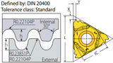 3mm Pitch - 22DTER3.0RD20400 External Round (DIN 20400) Threading Insert VK8 Grade - Vargus Mach TT