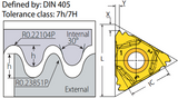 8 TPI - 16DTER8RD External Round (DIN 405) Threading Insert VK8 Grade - Vargus Mach TT