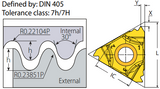 8 TPI - 16DTIR8RD Internal Round (DIN 405) Threading Insert VK8 Grade - Vargus Mach TT