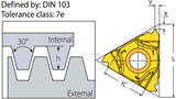 1.5mm Pitch - 16DTIR1.5TR Internal Trapez Threading Insert VK8 Grade - Vargus Mach TT