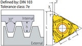 3.0mm Pitch - 16DTER3.0TR External Trapez Threading Insert VK8 Grade - Vargus Mach TT