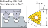 4IR6.0TRVTX Internal Trapezoidal RH Threading Insert VTX Grade - Vargus